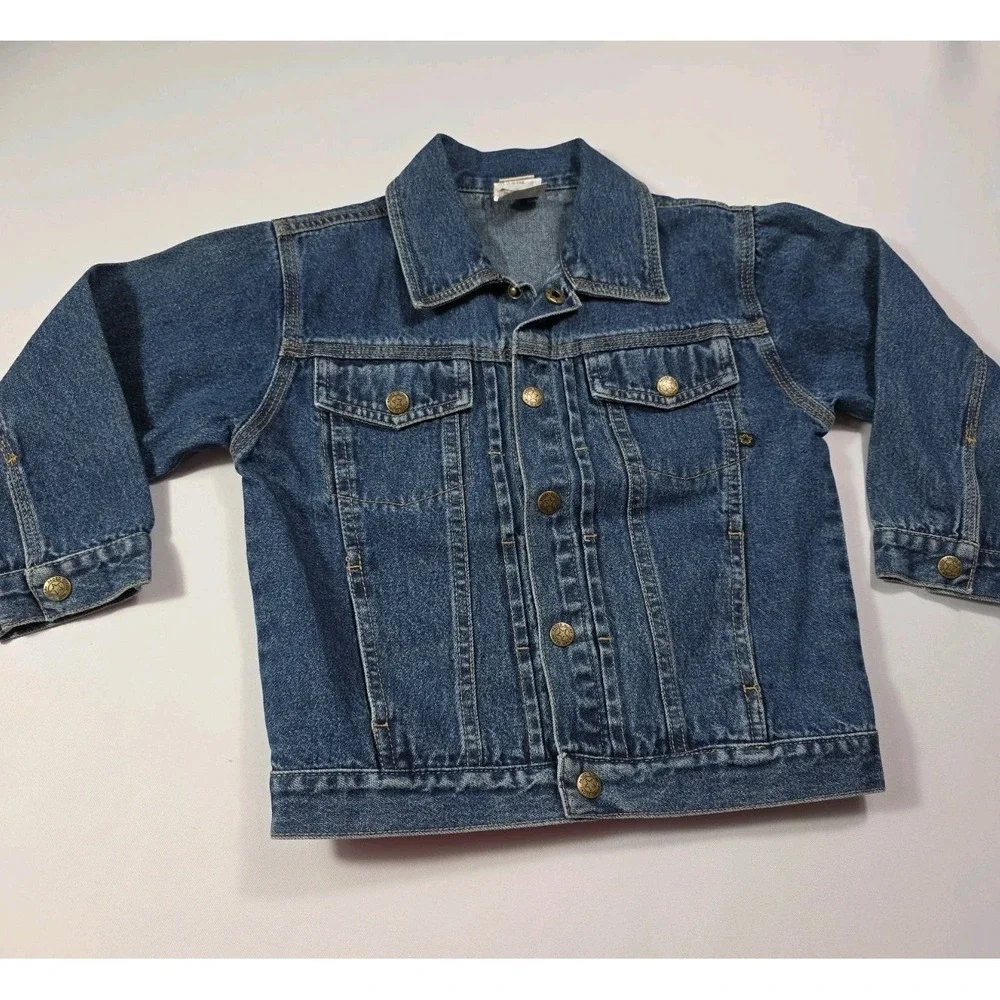Vintage Y2K Faded Glory Denim Jacket Girls 4T Blue Jean Trucker Coat